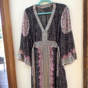 INC silk  dress with kimono sleeves and tie.